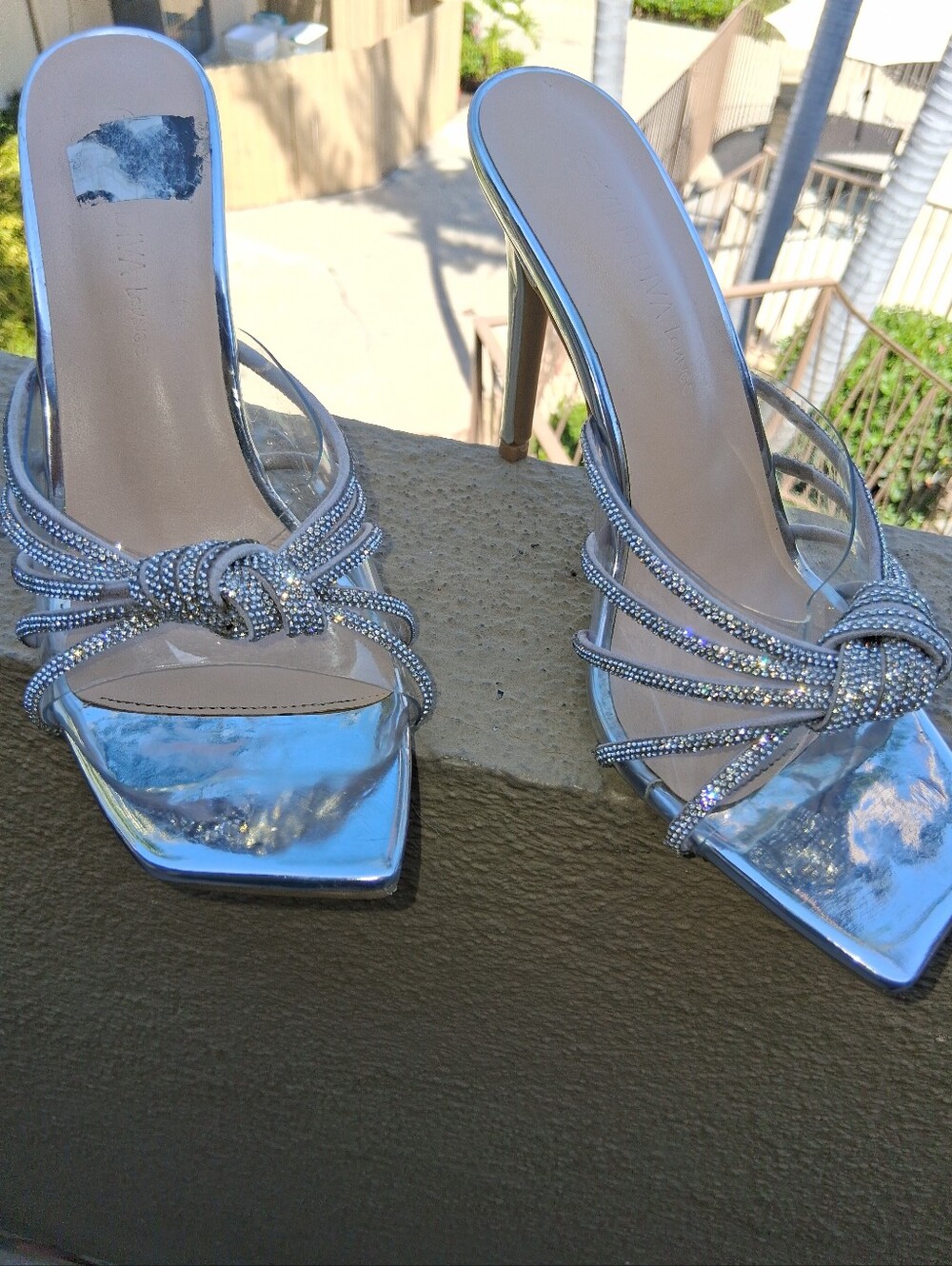 Wild Diva Silver Clear Slide Mule